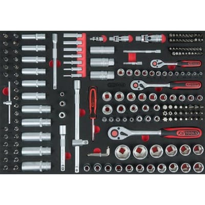 KS TOOLS 1/4"+3/8"+1/2" Steeksleutelset 195-delig in 1/1 systeemmodule - 711.0195