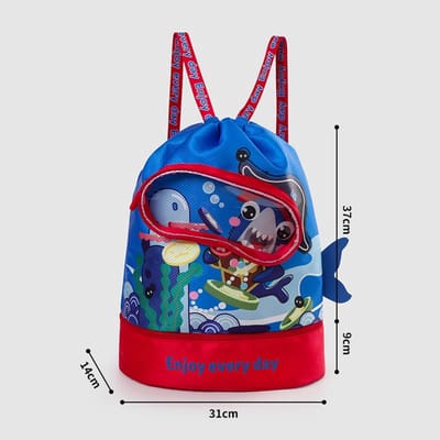 Kinderzwemtas - Blauwe haai - Nat- en droogscheiding - Zwemtas - Zwemrugzak - Strandrugzak met apart schoenenvak - Verstelbare schouderbanden - Sporttas - Gymtas - Watersport