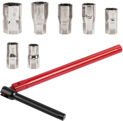 Dailygoods- Kraanmoersleutel 8-17 mm - Hoogwaardig Staal - 7 Hulzen - Corrosiebestendig - Flexibel - 270 Graden Draaibaar - Moersleutel