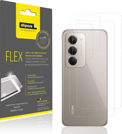 dipos – 2x Beschermfolie geschikt voor Xiaomi Redmi 15 4G Rückseite | 3D Full Cover Screenprotector | 100% Passend