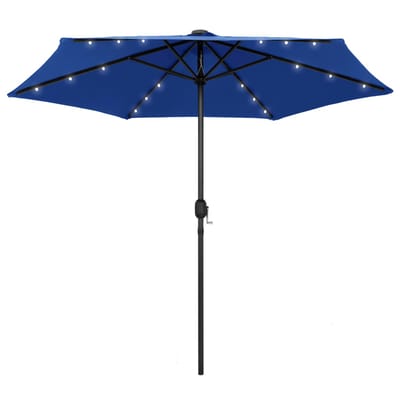 vidaXL - Parasol - met - LED-verlichting - en - aluminium - paal - 270 - cm - azuurblauw
