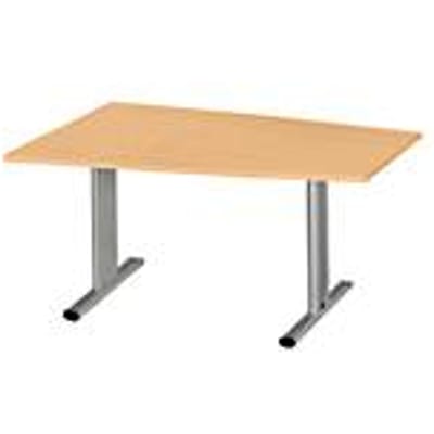 Schäfer Shop  Select Vergadertafel Planova, tonvormig, 1400 x 800/1000 mm, beukenpatroon, accentlijst blank aluminium