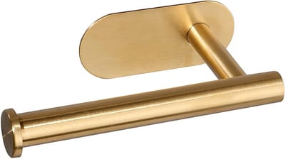 Toiletpapierhouder, zelfklevend, van geborsteld goud, voor wandmontage, roestvrijstalen kleefhouder voor badkameraccessoires voor keramische tegels, glazen tegels en stenen tegels (zelfklevend goud)