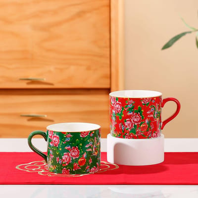 Grote Bloem Enkele Kop met Oor Opening Klein Cadeau Keramische Kop Thuis Kantoor Drinkbeker Eenvoudige Set Waterbeker 450ML orange