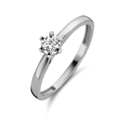 14KW ring solitar 6-prong white cz 4mm