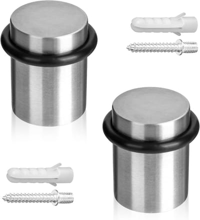 Deurstoppers Vloer - Deurhouders RVS - Muren Beschermen - Geborsteld Staal - 2 Stuks - Zilver