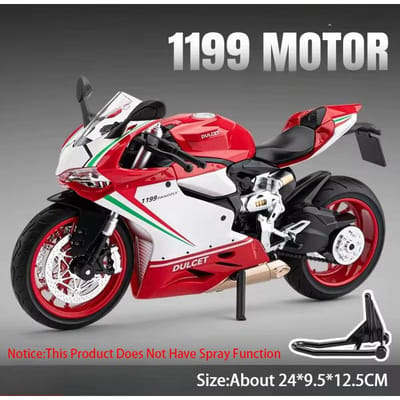 1:9 Legering 1299 Motorfiets 1199 Diecast Modellen Speelgoed Auto Voorwiel Stuur Schokdemping Geluid Licht Auto's Cadeaus Voor Vriend gray