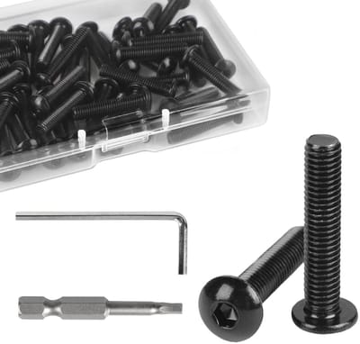 Set van 40 M5 x 25 mm Hex Socket Head Schroeven - Gegalvaniseerd RVS Ronde Kop met Inbussleutel voor Scooter en Auto Bevestigingsmateriaal
