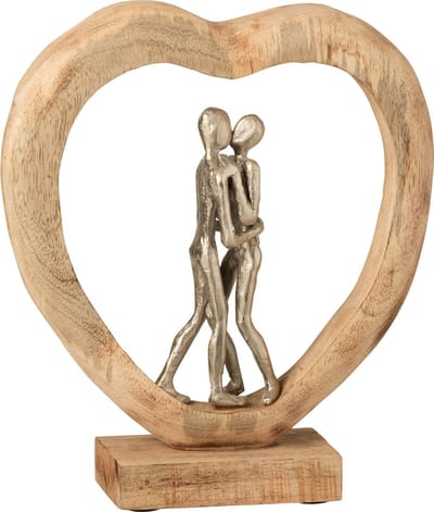 J-Line Figuur Koppel Mangohout/Aluminium Naturel/Zilver