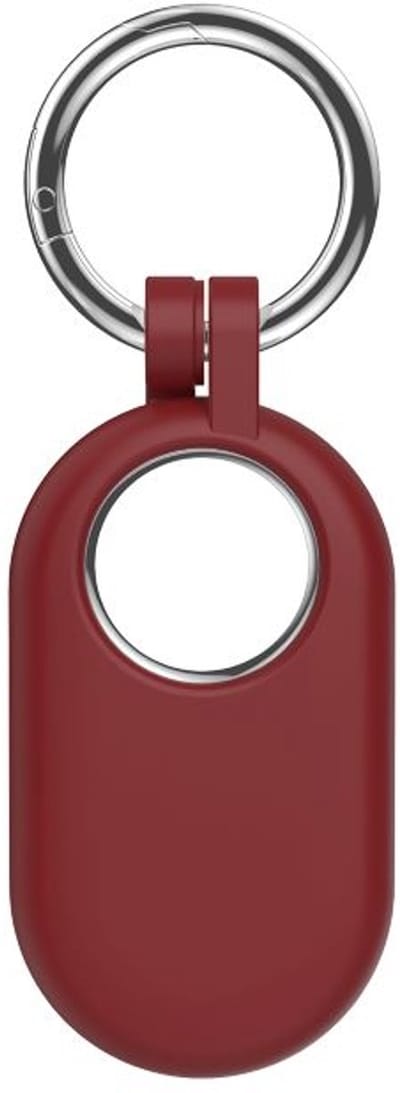 Jumada's Hoesje Geschikt voor Samsung SmartTag 2 - Siliconen Case / Houder / Sleutelhanger - Donkerrood