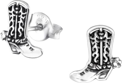 zilver cowboylaarzen oorstekers | Boots Ear Studs | Sterling 925 Silver | zilveren oorbellen dames