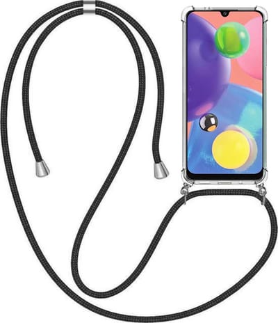 Telefoonhoesje Geschikt voor Samsung Galaxy A70s met Koord en Stootrand - TPU Backcover Shockproof met Lanyard - Smartphonica geschikt voor Samsung Galaxy A70s