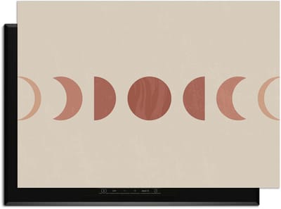 KitchenArt - Lunar Rhythm – Japandi Inductie Beschermer - 83x51.5 cm - Kookplaat Beschermer - Luxe Afdekplaat Inductieplaat - Anti-slip & Oprolbaar - Beschermmat Inductiekookplaat