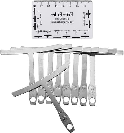 9-delige Onderstring Radius Gauge en Snarenactie Gauge Liniaal voor Gitaar en Bas Setup en Afstelling van de Brug en Zadel