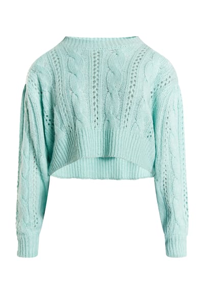 Mymo Gebreide cropped trui Dames aqua