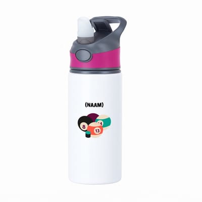 Hacebo® - Biljart met eigen naam waterfles met rietje roze - Biljart - Biljarter - Sport - water fles - 650ML