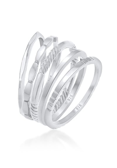 Elli - Ring - Dames Stacking Ring Band Set van 5 in 925 Sterling Zilver - Dames