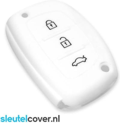 Autosleutel Hoesje geschikt voor Hyundai - SleutelCover - Silicone Autosleutel Cover - Sleutelhoesje Wit