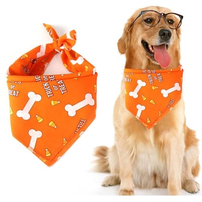 Halloween Honden Bandana's Huisdier Halsband Bandana Huisdier Sjaal Halsdoek Wasbare Honden Slabbers voor Hond en Kat oranje