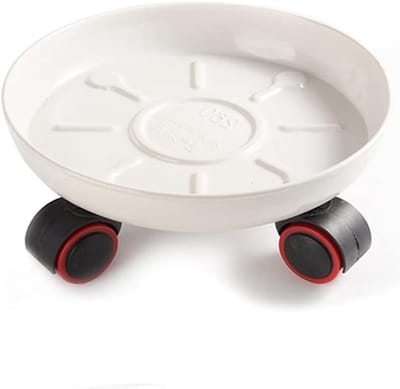Plantenstandaard met wielen - Plantencarretje trolley - Planten verplaatsen - Verstelbare diameter - Tot 180 kg - Wit