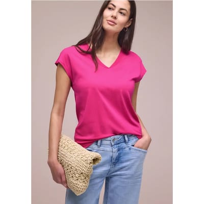 Shirt met overhangende schouders en V-hals