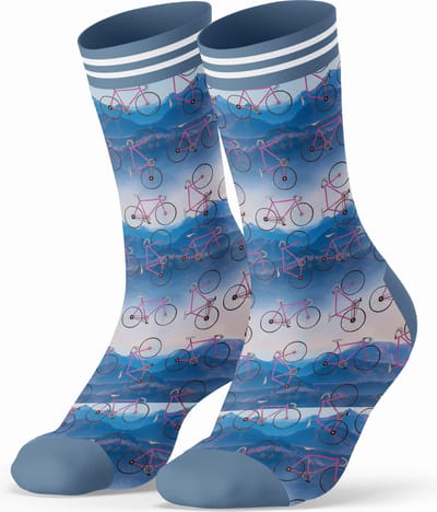 Sock My Feet - Sokken Dames - 3-Pack - Maat 39-42 - Duurzaam & Naadloos - Pink Bike Print & Effen