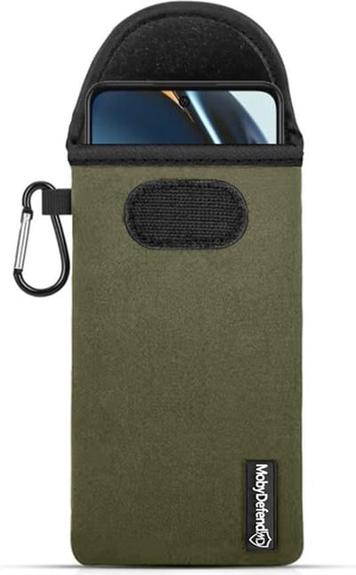 MobyDefend Hoesje - Geschikt voor OnePlus Nord CE 3 Lite - Neopreen Pouch Met Karabijnhaak - Insteek - Riemlus - Groen