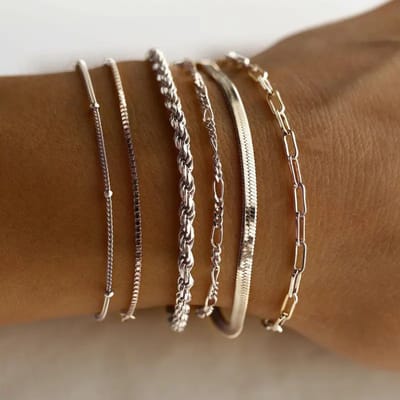 Nivard Armband - Staal - Nep Zilver - Dames - 6 St - Zilver