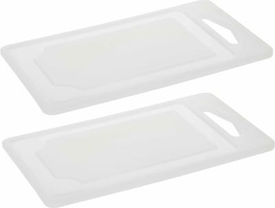 Excellent Houseware snijplank - 2x - wit - kunststof - 25 x 15 cm