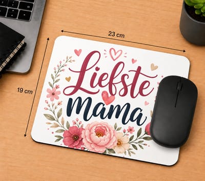 Muismat Liefste Mama – 23 × 19 cm – Moederdag Cadeau – Bloemen Design – Bureau Accessoire voor Moeder