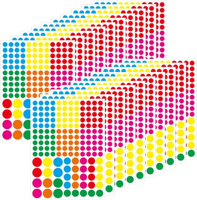 Gekleurde ronde stippen stickers, 3140 zelfklevende cirkel labels voor kleurcodering, kalenderorganisatie en doe-het-zelf ambachten