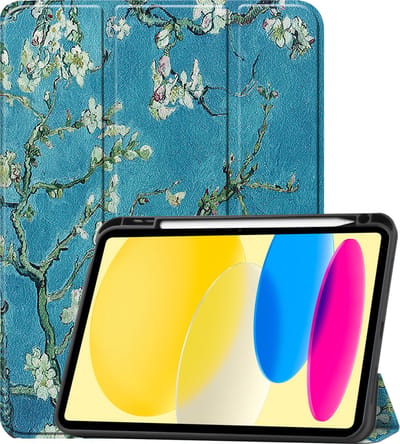 Hoesje Geschikt voor Apple iPad 10 (2022) - 10.9 inch - 10e Generatie - Dun & Stevig - Trifold Bookcase - Hard Cover Case - Met Uitsparing Geschikt voor Apple Pencil - Hardcover Book - Tablet Hoes - Bloesem