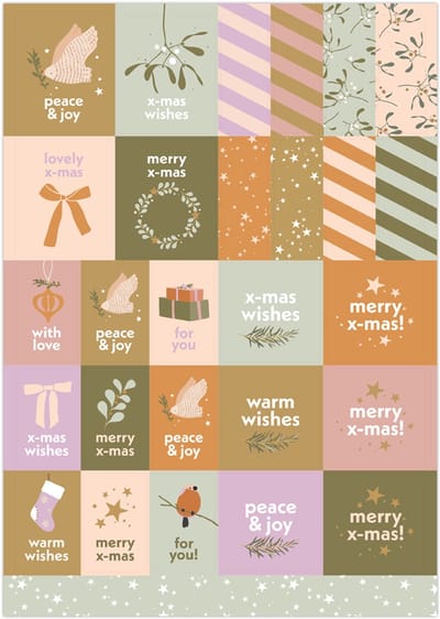 A5 Kerst - Christmas - Feestdagen - Stickervel - Mix- Sluitsticker -Naamsticker - Sluitzegel - Pastel - Kerstkado - Kadootje - Xmas - Kerstkaart - Envelop sticker - Cadeau - Gift - Cadeauzakje - Traktatie - Chique inpakken - Label - DH collection