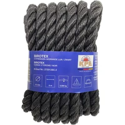 Seilflechter Gedraaide Touw – Birotex Zwart – 15 Mm X 5 M