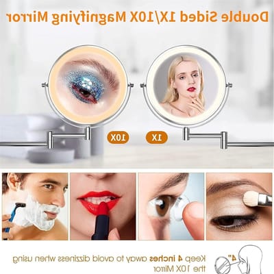 LED Make-up Spiegel - Verlichte Vanity Spiegel - Gezichtsverzorging - 3 Kleuren Verlichting - 8 Inch - Zwart