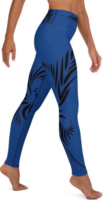 Sportlegging - design Power Up - High Waist - Dry Fit - High Performance - 4way stretch- unieke print - UPF 50+ - Hardloop - Yoga - Fitness - Dans  - Pilates - Training - sportbroek –kobaltblauw zwart maat L