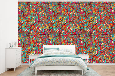 Behang - Fotobehang Design - Jaren 70 - Fantasy - Kleur - Breedte 345 cm x hoogte 220 cm