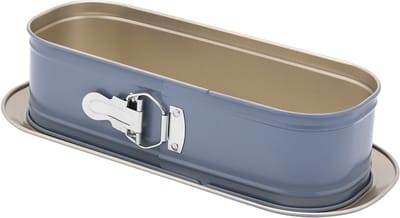 Valdinox Giovanni Ovale Springvorm 34x15 cm – Antiaanbaklaag – Bakvorm voor Cheesecake, Taart, Cake & Quiche – Blauw met Gouden Accenten