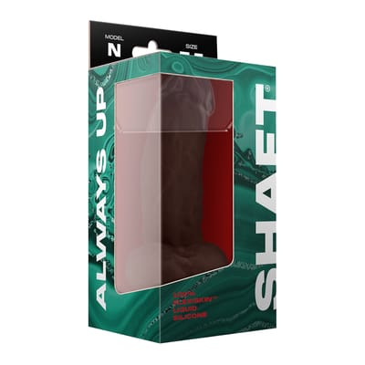 Shaft Model N 7.5 inch Liquid siliconen dildo met Balls Mahogany - Zwart - 19 cm