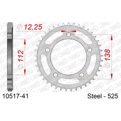 Stalen tandwiel Afam 525 41 dents