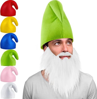 Dwerg Kostuum Set met Witte Dwerg Hoed voor Carnaval, Halloween en Feestjes - Grappige Gnome Hoed voor Volwassenen