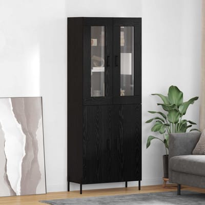 vidaXL Highboard Zwart Eiken 69,5 x 34 x 180 cm Bewerkt hout