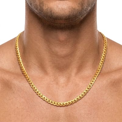 Goudkleurige ketting heren en dames schakel ketting platte schakel halsketting hiphop stijl minimalistische metalen ketting unisex ketting voor dagelijks gebruik zonder hanger