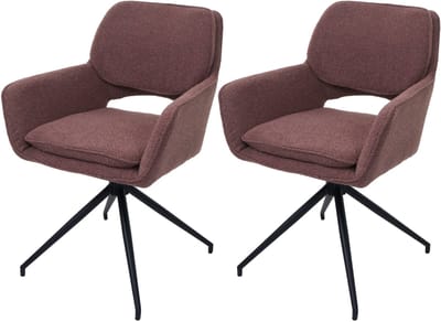 Set van 2 eetkamerstoelen MCW-N74, keukenstoel, draaibaar met terugloop, stof bouclé (540g/m²) Oeko-Tex ~ lichtbruin