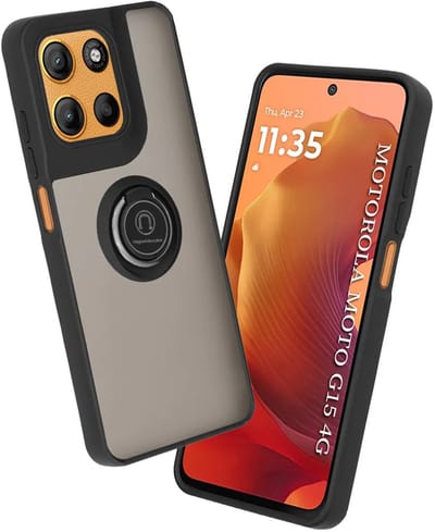 Hoesje geschikt voor Motorola Moto G17/G17 Power/G15/G15 Power - Techsuit Glinth Back Cover met ring en magneet - Zwart