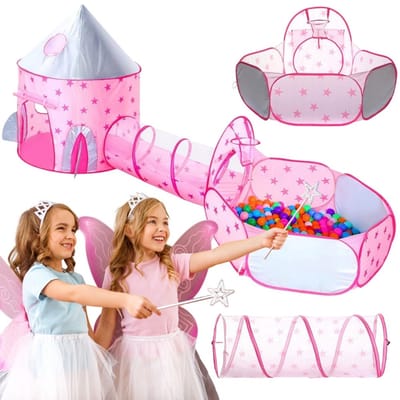 Woopie 3-in-1 tent Princess Palace Xxl House Tunnel droog zwembad
