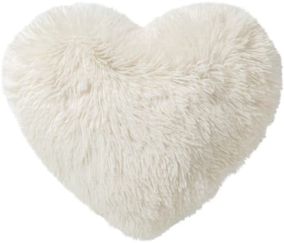 HART-XL - sierkussen 55x60 cm - hartvormig kussen - fluffy - Snow White - wit