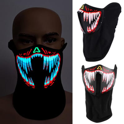LED Grote Horror Maskers Spraakgestuurd Muziekmasker Festival Feest Dans(rood)