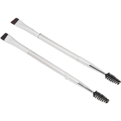 2 stuks Zilver Dubbelzijdige Wenkbrauwborstel Zacht Haar Make-up Spiraal Wenkbrauw Wimperborstel Cosmetisch Hulpmiddel white