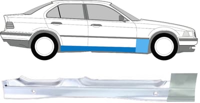 Volledige dorpel + reparatiepaneel voorste spatbord voor BMW 3 E36 1990-2000